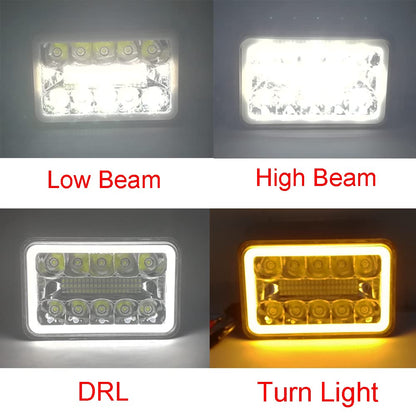 AMUNIESUN 4PCS 4X6 Inch LED Headlights Compatible With Chevrolet Chevy C4500 C5500 Kodiak,Rectangular Sealed Beam DRL Turn Signal Light Replace H4651 H4652 H4656 H4666 H6545 H4668 H4642 Light
