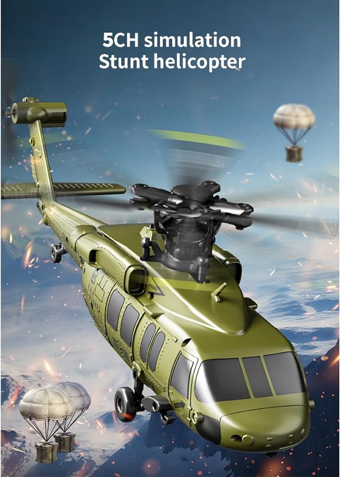 UH-60 2.4G 5CH Flybarless Scale RC Helicopter Model with Barometric Altitude Hold Optical Flow Positioning One-Key Inverted Flight (RTF)
