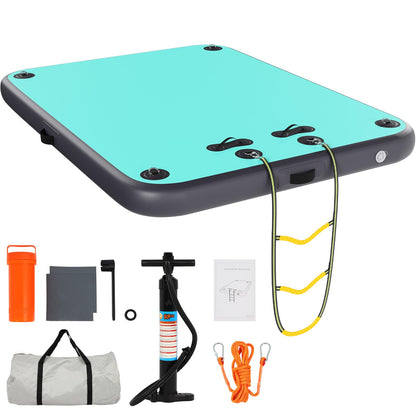 FAHKNS Inflatable Floating Dock Air Dock Platform Non-Slip Surface Floating Island Raft for Lake Pool Beach Ocean 6ft x 5ft x 0.5ft
