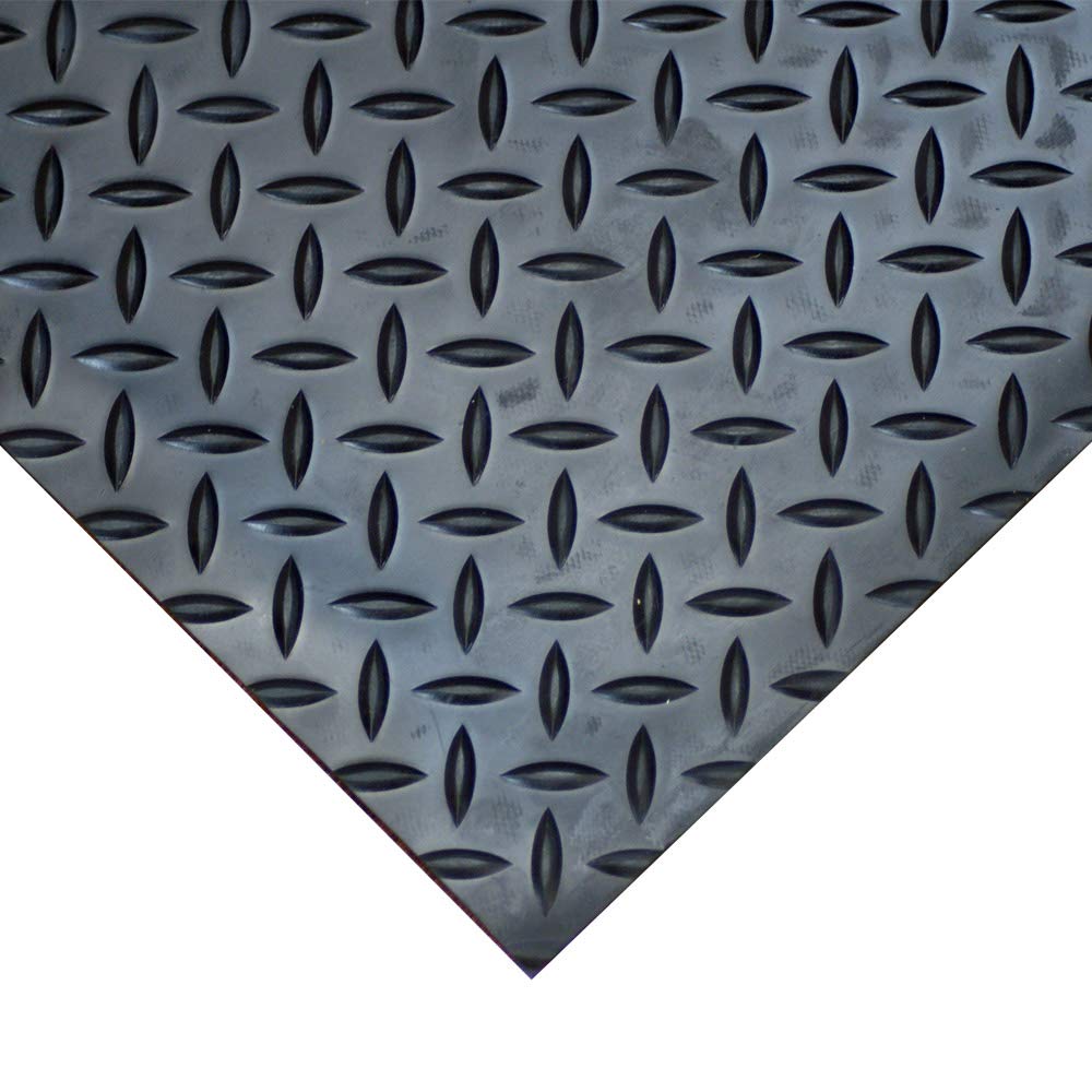 Rubber-Cal Diamond-Plate Thermoplastic Flooring - 3.5mm x 36" x 8ft - Black