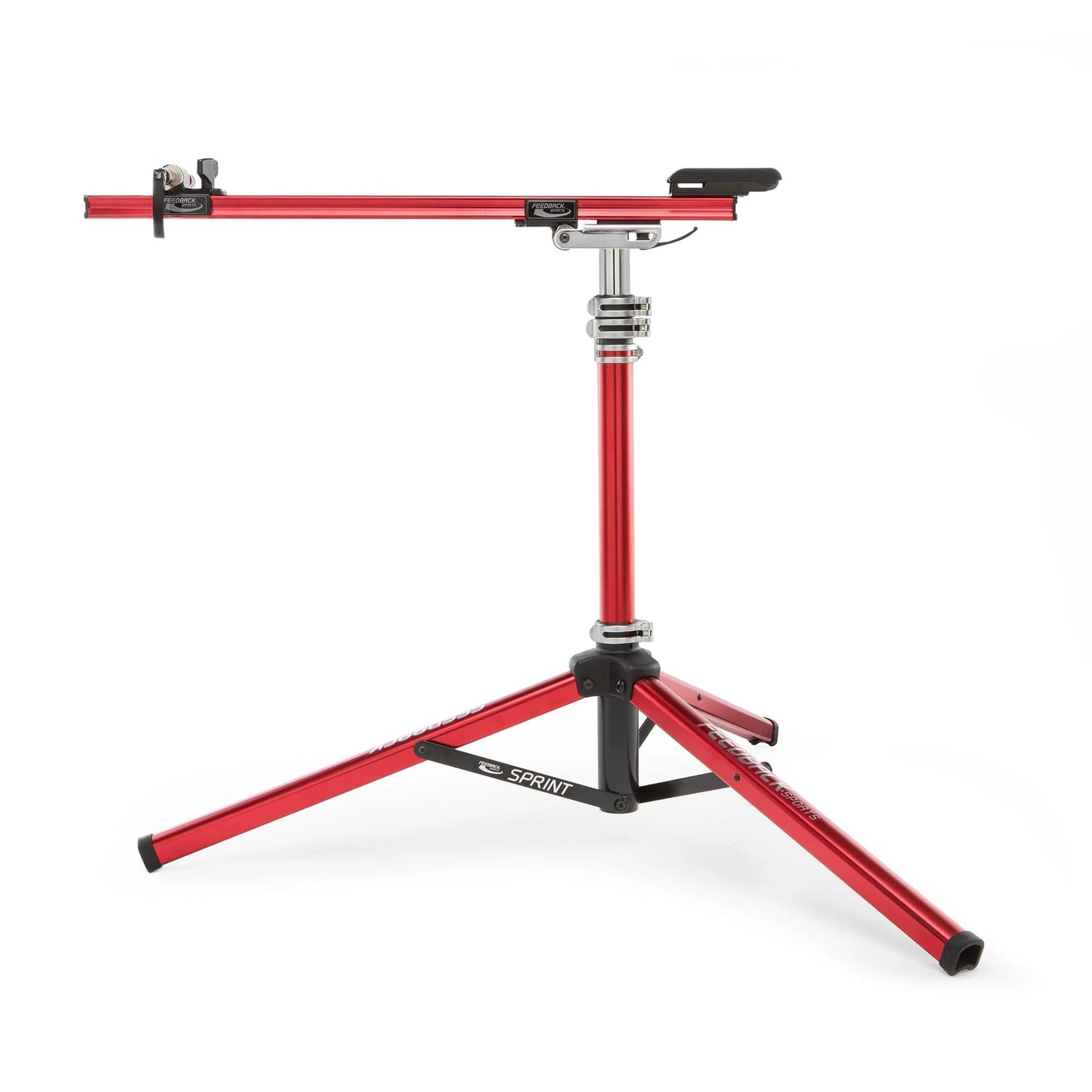 Feedback Sports | Sprint Bike Repair Stand | Compact Bicycle Workstand W/Tripod Base | 360-Degree Rotation | Dropout Style Mount | Red