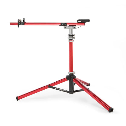 Feedback Sports | Sprint Bike Repair Stand | Compact Bicycle Workstand W/Tripod Base | 360-Degree Rotation | Dropout Style Mount | Red