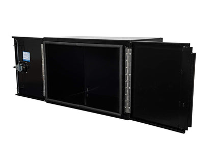 Buyers Products 1705835 Underbody Tool Box With Barn Door, 24x24x36 Inch, Black Powder-Coated, Made in USA, .100 inch Smooth Aluminum, 3-Point Locking, Truck Storage Toolbox For Work Vehicles