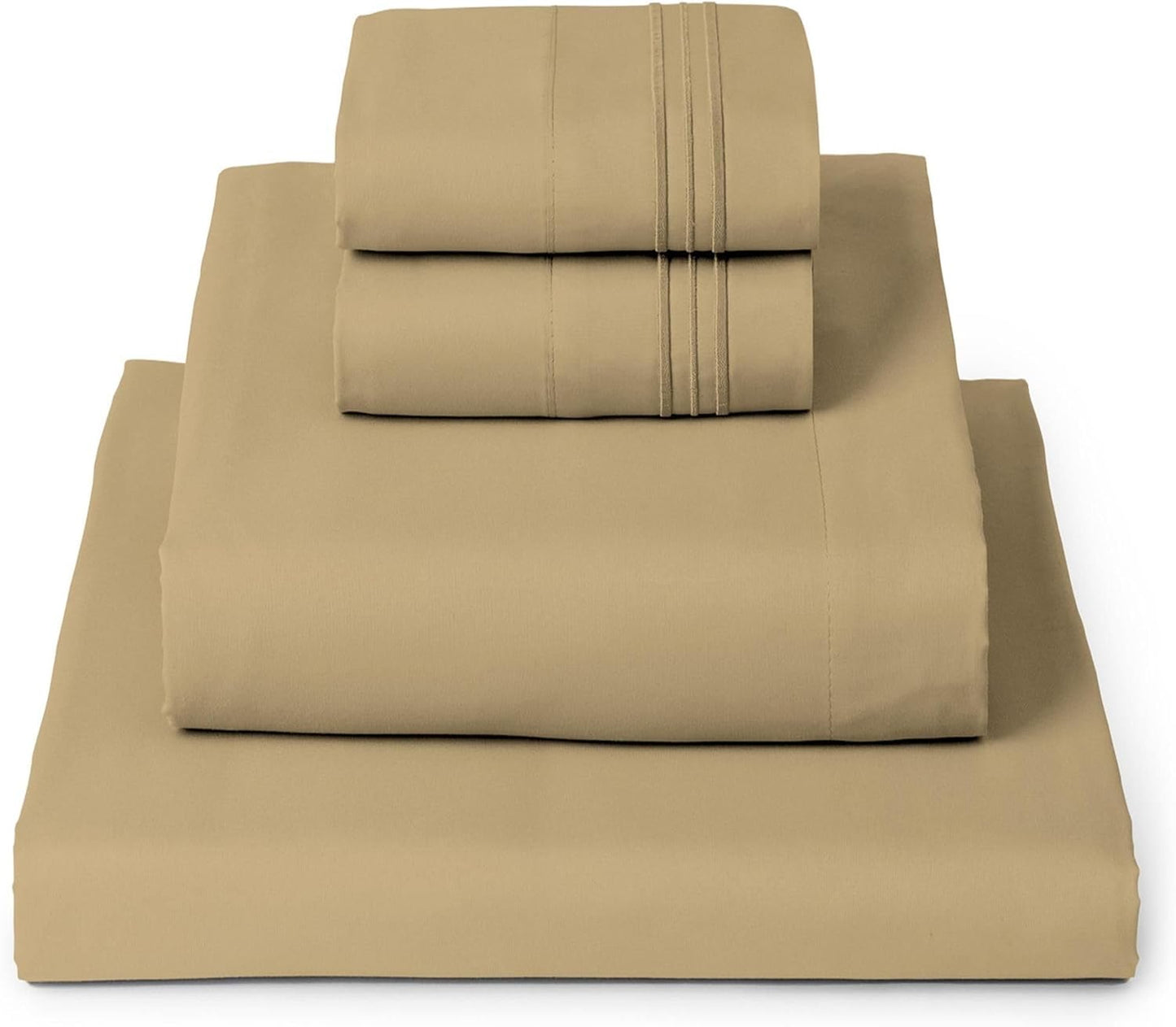 Mellanni King Sheets Set - 4 PC Hotel Luxury Bedding | Extra Soft, Cooling, Wrinkle & Stain Resistant (Gold)