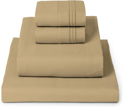 Mellanni King Sheets Set - 4 PC Hotel Luxury Bedding | Extra Soft, Cooling, Wrinkle & Stain Resistant (Gold)