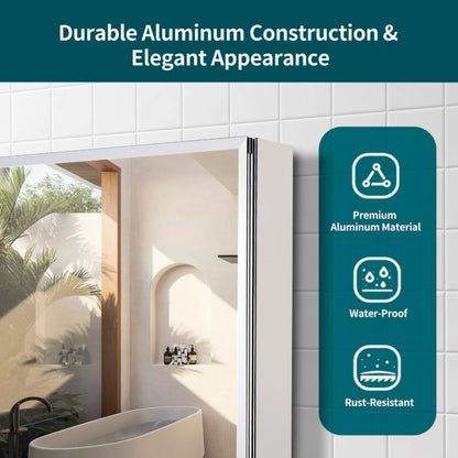 Movo Double Doors Medicine Cabinet with Mirror, 30 inch X 26 inch Aluminum Bathroom Medicine Cabinet, Adjustable Glass Shelves, Waterproof and Rust-Resist, Recess or Surface Mount