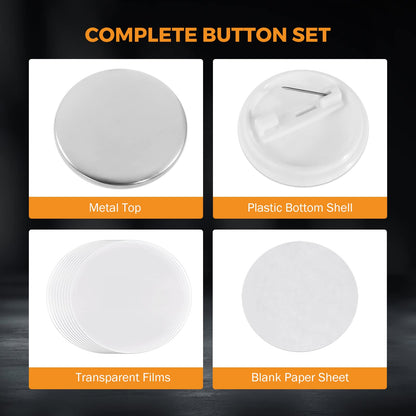 BEAMNOVA 200 Sets 32mm / 1.26 in (Approx. 1-1/4 inch) Button Maker Supplies, Fix-Pined Plastic Back, Hand Press Badge Making Refills, Blanks for Round Pin Making Machine