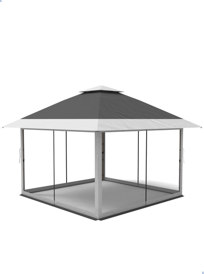 KYBOLT 12x12 Pop Up Gazebo Outdoor Canopy Shelter with Mosquito Netting 4 Stanbags Instant Gazebo Tent for Lawn, Garden, Backyard, Deck (Charcoal Gray + Light Gray)
