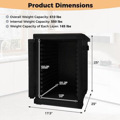 Goplus 91 Qt Insulated Food Pan Carrier, Lightweight Front Loading Food Warmer Cooler w/Safety Buckles and 12 Shelf Dividers, Non-Electrical Stackable Hot Box for Catering Buffet Outdoor Event (1)