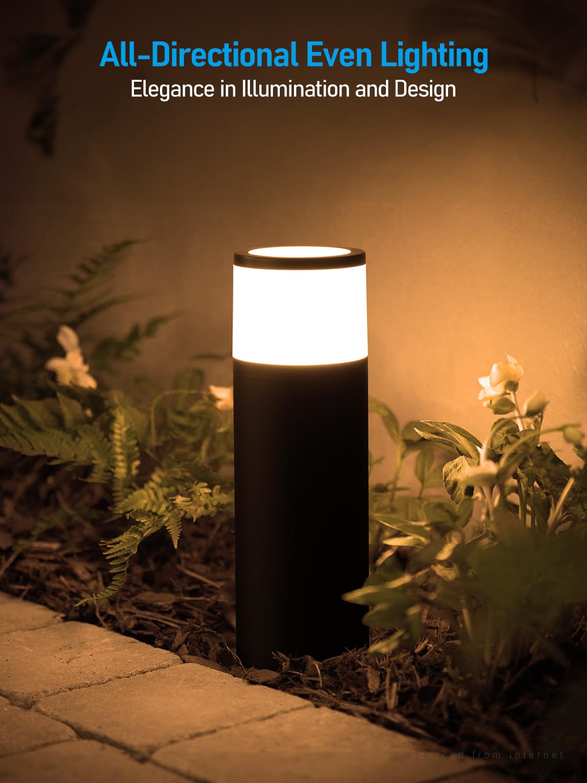 LEONLITE Low Voltage Path Lighting, 5W LED Landscape Bollard Pathway Light, Landscape Lights Outdoor for Yard, 3000K Warm White, Die-Cast Aluminum IP65 Waterproof, Pack of 4