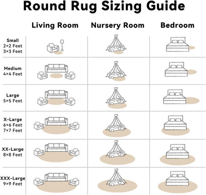 OLANLY Round Beige Area Rug - Soft, Fluffy, Machine Washable 4 ft Circle Carpet for Bedroom & Living Room