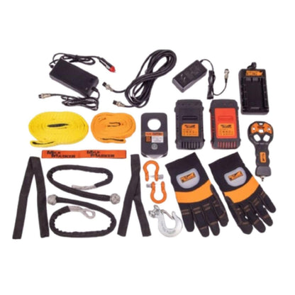 MILE MARKER 19-71002 Rhino Pull 1000 Field Kit | Ultimate Solution for Pulling Tasks with 1,000 lb Load Capacity | Includes Portable Winch, Straps, Shackles, Gloves, Battery, Case and More