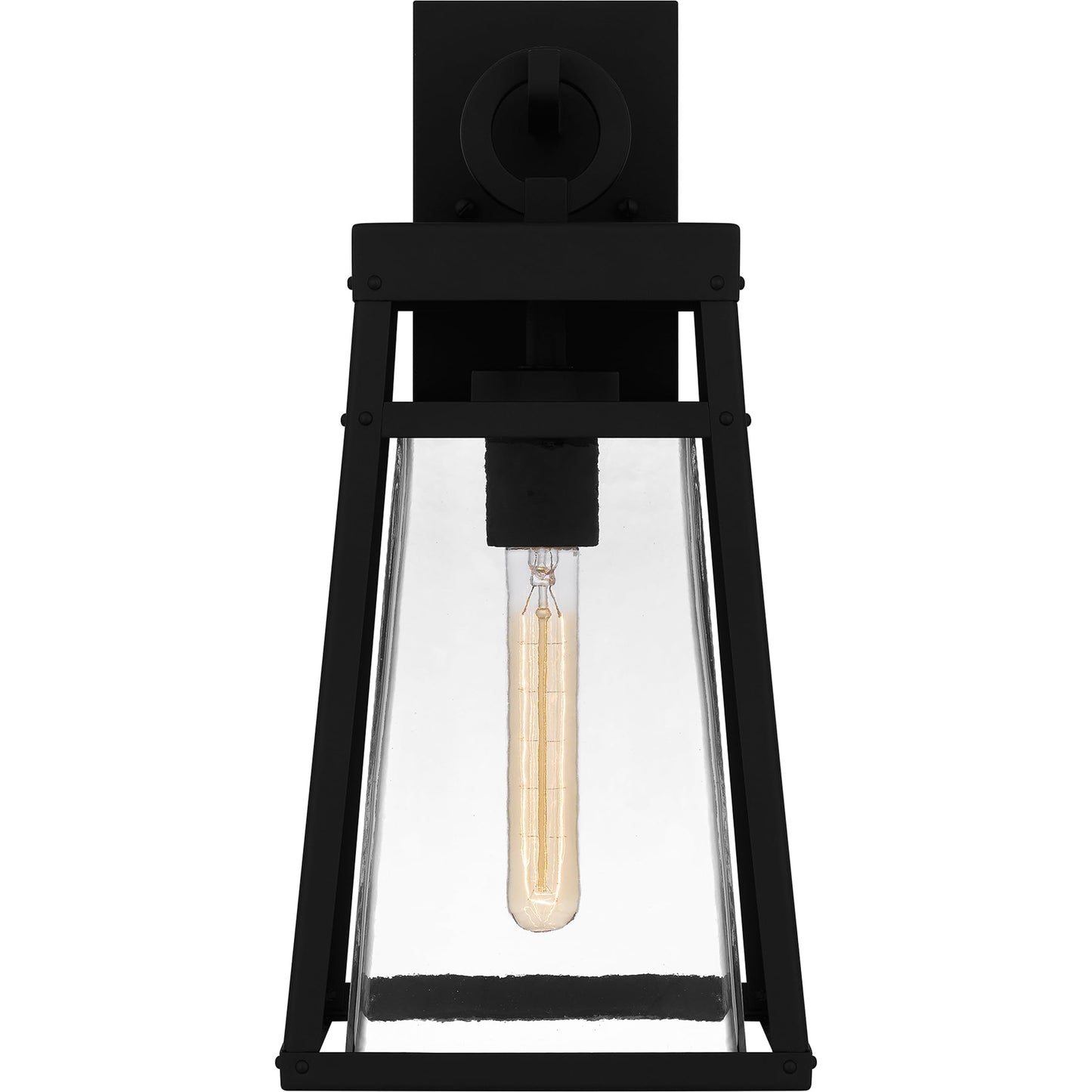 Quoizel Godfrey Outdoor Wall Lantern, Coastal Armour 17 Inch 1-Light Matte Black Transitional Wall Sconce, Clear Rain Glass, 100W, Decorative Outside Lights for Patio, Porch, Garage or Yard