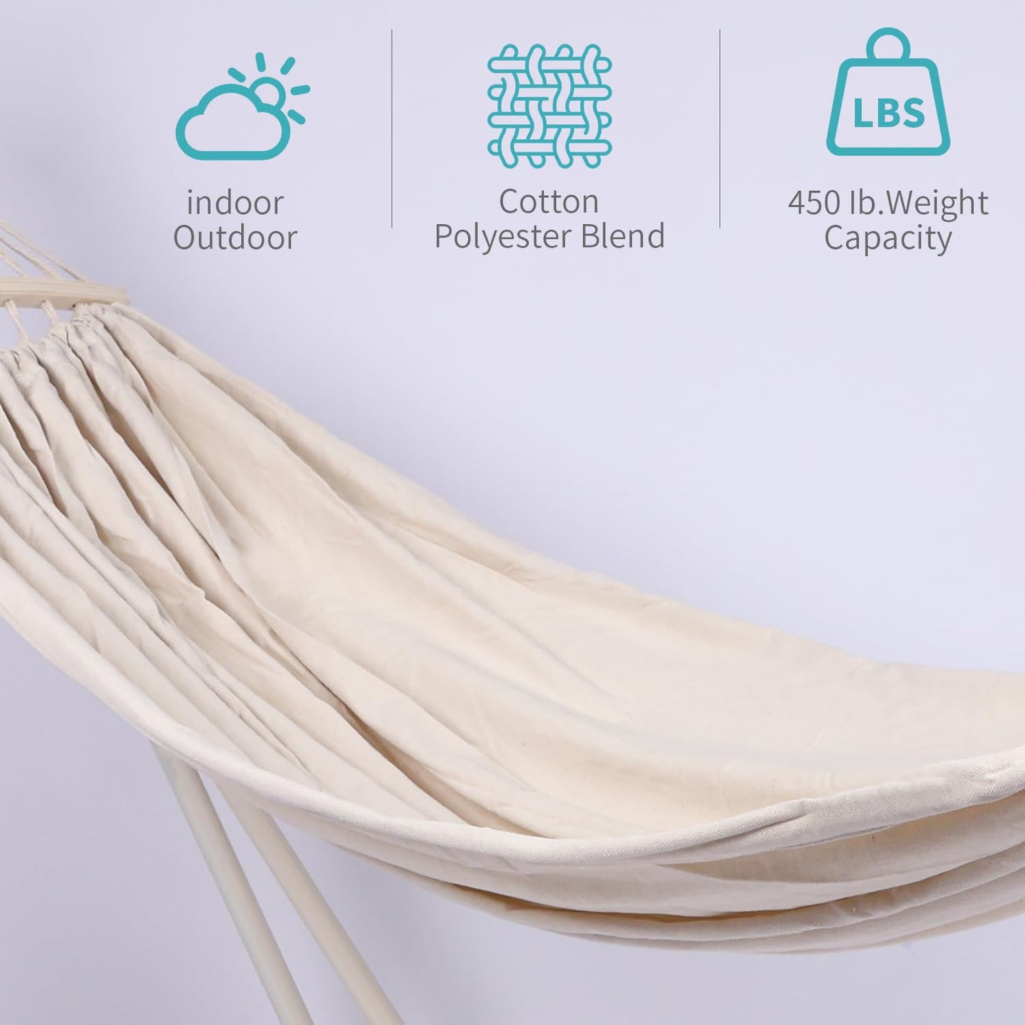2 in 1 Hammock with Stand - Portable Hammock & Swing Chair, No Tools Assembly, with Carry Bag, Indoor Outdoor for Patio, Garden, Camping, Apartment (White)