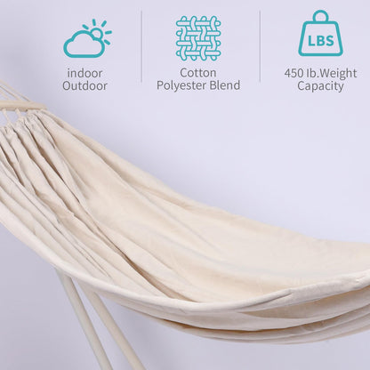 2 in 1 Hammock with Stand - Portable Hammock & Swing Chair, No Tools Assembly, with Carry Bag, Indoor Outdoor for Patio, Garden, Camping, Apartment (White)