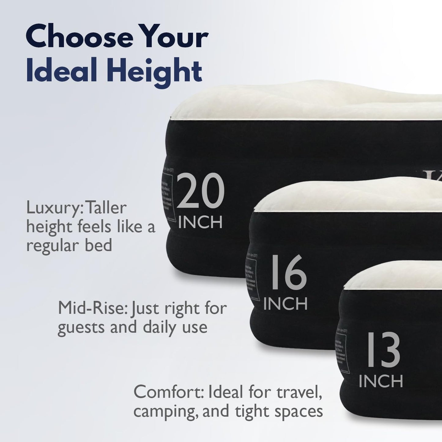 King Koil Luxury Full Size Plush Pillow Top Air Mattress with Built-in High-Speed Pump for Home, Camping & Guests 20" Inflatable Double High Blow Up Airbed, Durable, Waterproof