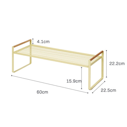 Yamazaki Home Tosca Countertop Wire Shelf - Metal Kitchen Organizer Rack - Steel + Wood -