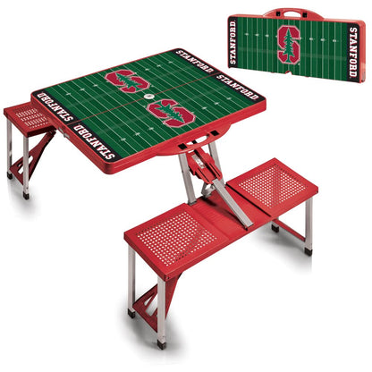 PICNIC TIME NCAA Stanford Cardinal Football Field Folding Picnic Table - Camping Table - Outdoor Table with Umbrella Hole, (Red)