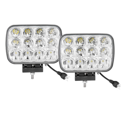 Lightronic 5x7 inch Rectangular Off-Road LED Headlight for Jeep & Truck, 6000K Cool-White, Flood & Spot Combo Beam, Plug & Use H4 Connector, IP68 Waterproof/Dustproof, 12V/24V DC, 2-Pack