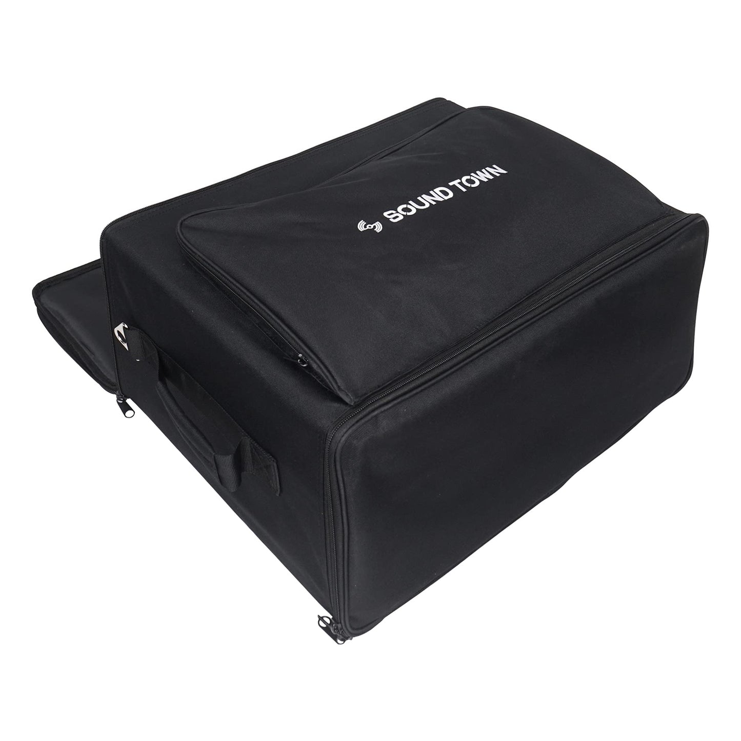 Sound Town Portable 6U Rack Bag, Soft Rack Case with 14" Rackable Depth, Plywood Rack Frame, Shoulder Strap, Accessory Pocket (STRB-616B)