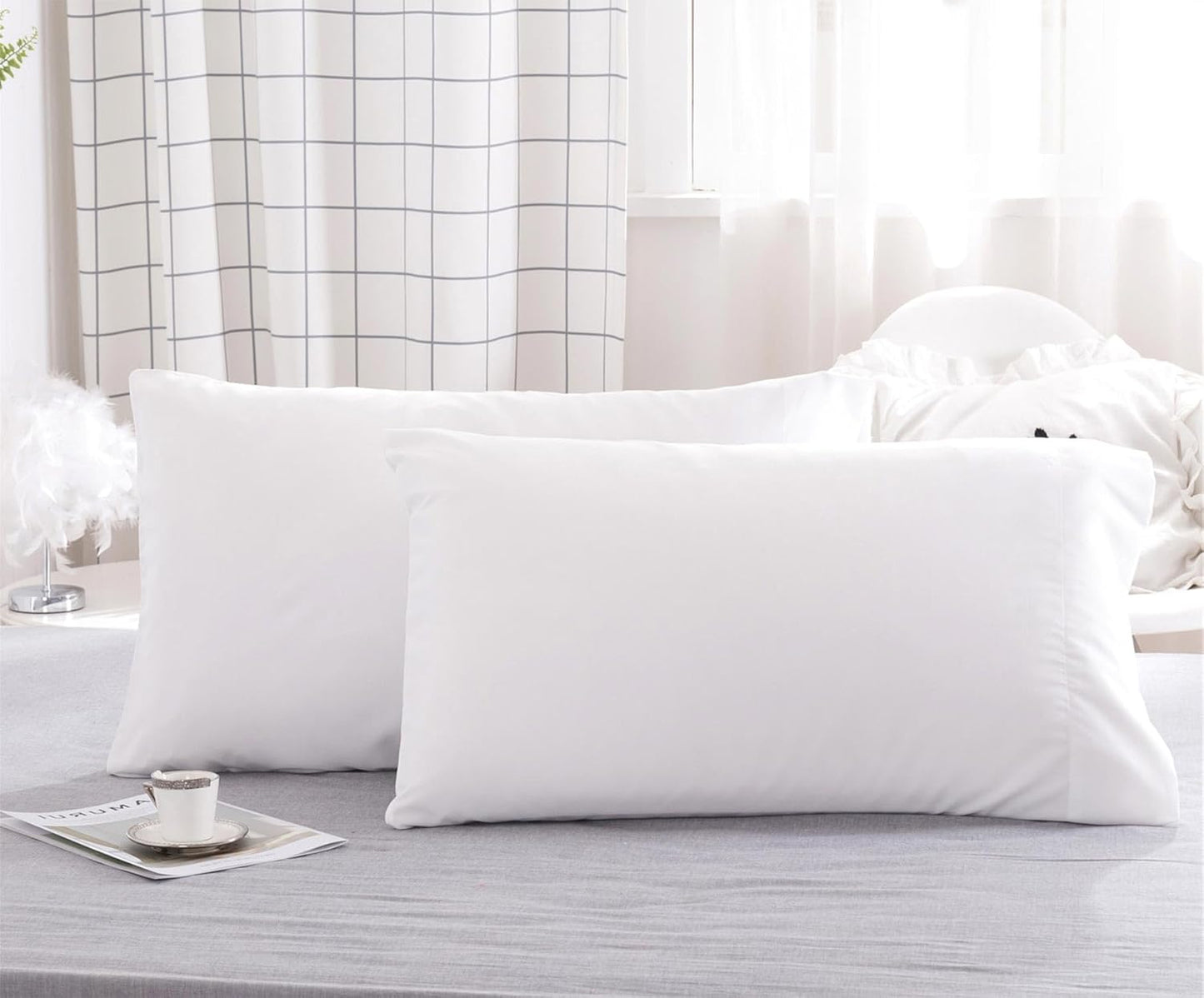 Skiennix Microfiber Bed Pillowcases - Super Soft, Wrinkle & Fade Resistant | 2 Pack, 20x26, White
