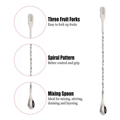 Muddler for Cocktails,Cocktail and Bar Tools for Lemonade 10" Muddler and Long Handle Bar Cocktail Mixing Spoon