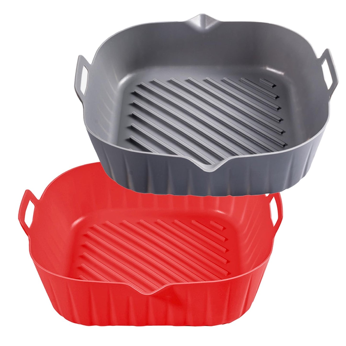 Silicone Liners Square for Air Fryer, 2 Pcs Non-stick Food-grade Reusable Basket Silicone Pot Baking Tray Airfryer Accessories, Top Size 8 inches, Bottom Size 7 inches