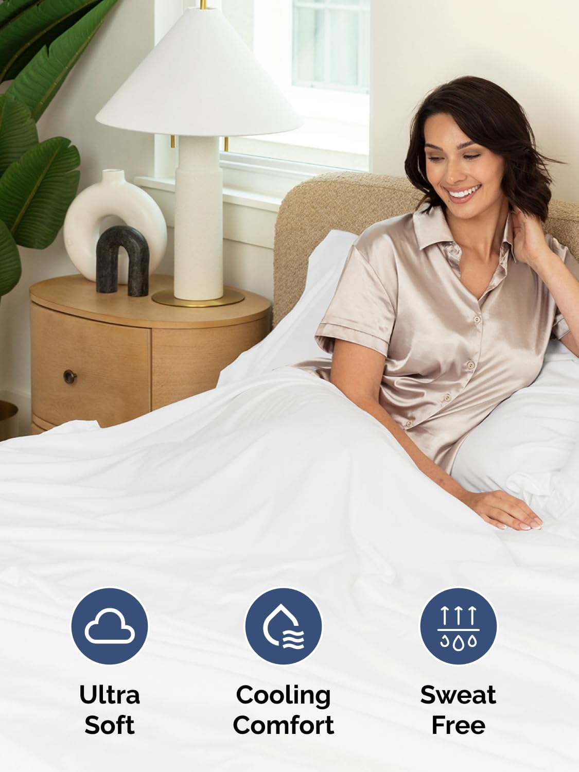Skiennix Extra Deep Full Sheet Set - 6 Piece Breathable Cooling Bedding - Soft Wrinkle-Free White