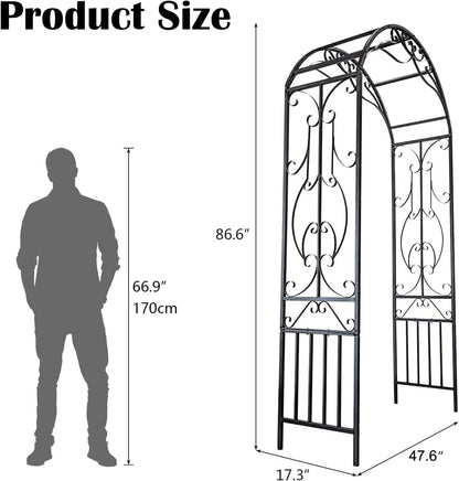 kinbor Garden Arches and Arbors Outdoor Black Metal Arbor for Climbing Plants Vines Roses Wedding Archway