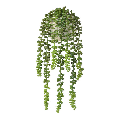 Hisow Succulents Plants Artificial, Small String of Pearls with Ceramic Pot Artificial Faux String of Pearls Suitable for Home Garden Decor, Wall Decoration