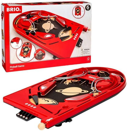 BRIO 34017 Pinball Game - Classic Vintage Arcade Style | Engaging Brain Game for Kids and Adults | Ideal Gift for Ages 6 and Up Red