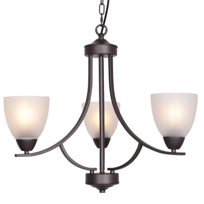 VINLUZ 3 Light Pendant Chandelier, Oil Rubbed Bronze, Alabaster Glass, Model 355-3-13, Modern Lighting for Dining Room, Living Room, Bedroom