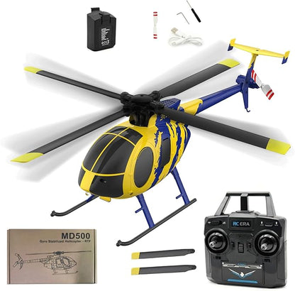 RC ERA C184 MD500 RC Helicopter for Adults 2.4G 4CH 6-Axis Gyroscope Stabilized Helicopter RTF Remote Control Electric Aircraft with Optical Flow for Beginners - 1PCS Battery