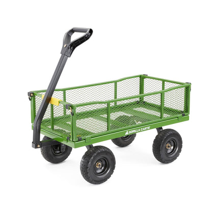 Gorilla Carts Steel Utility Garden Cart with No-Flat Tires, 4 Cubic Feet, 800-Pound Capacity, Green, Amazon Exclusive