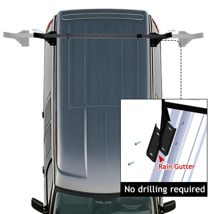 hightall Universal Van Ladder Rack,Adjustable Length 57-70" with Cargo Stoppers,Compatible with Chevy Express 1500 2500 3500 Ford Econoline GMC Savana Fullsize with Rain Gutter
