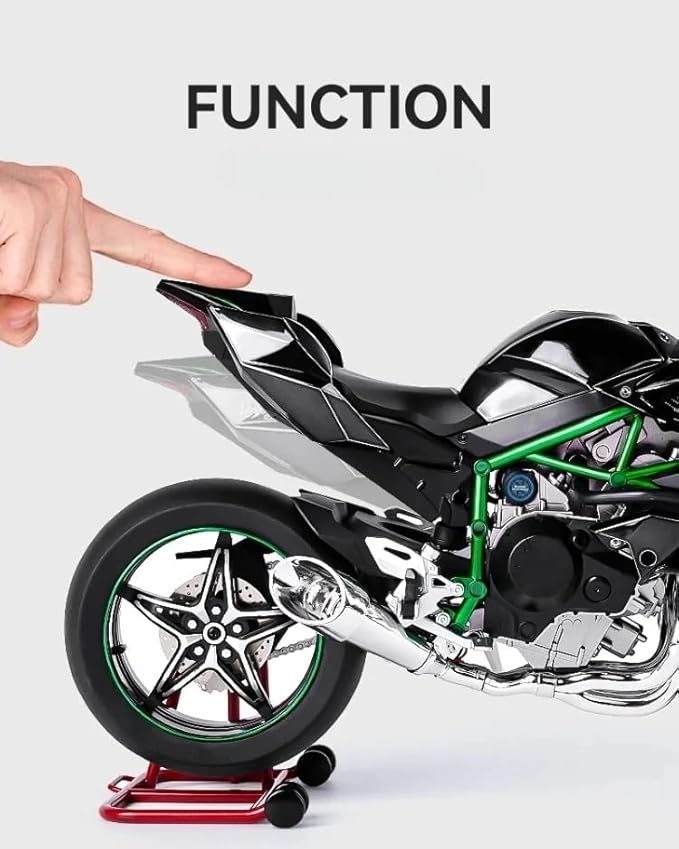 HTLNUZD 1/6 Scale H2R Alloy Diecast Motorcycle with Sound &amp Light Features High Gloss Spray Finish Rubber Tires Premium Collectible Gift (Gold H2R)