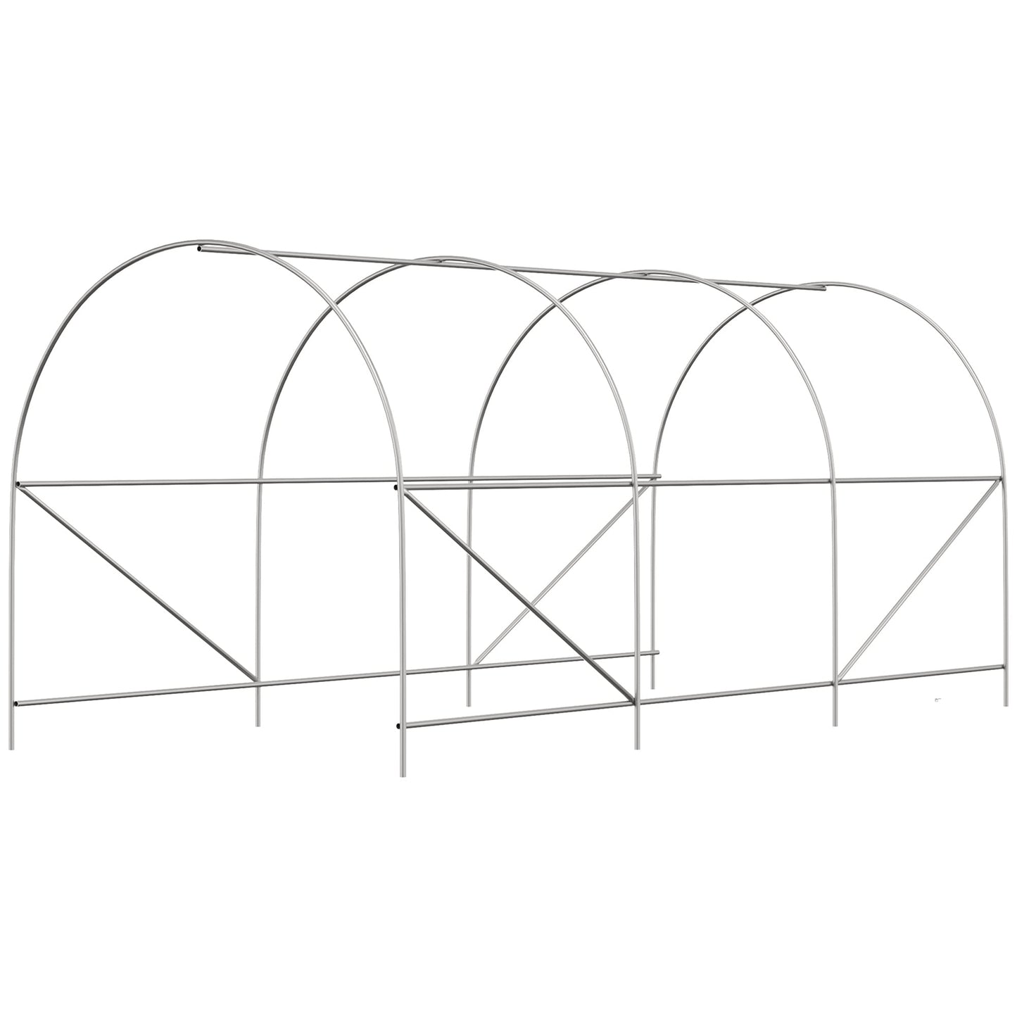 Outsunny 14.6' x 6.6' x 6.6' Walk-in Tunnel Greenhouse, Large Garden Hot House Kit with 6 Roll-up Windows & Roll Up Door, Steel Frame, White