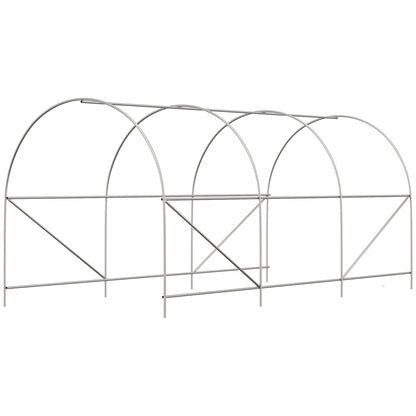 Outsunny 14.6' x 6.6' x 6.6' Walk-in Tunnel Greenhouse, Large Garden Hot House Kit with 6 Roll-up Windows & Roll Up Door, Steel Frame, White
