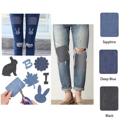 Amcupider Denim Iron On Patches for Jeans Inside Repair Heavy Duty Invisible Fabric Patch for Clothing Jackets Bags Jean Patches (12 pcs Oval and 12 pcs Rectangle)