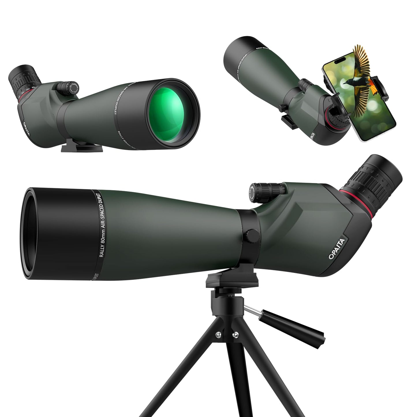 opaita 25-75X80 Spotting Scope for Shooting Hunting - Spotter Scopes with Tripod Phone Adapter Waterproof HD Scope for Target Shooting Bird Watching - Gifts for Men