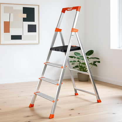 Valeo 4 Step Ladder with XL Platform, 4 Step Aluminum Lightweight Folding Ladder, 330 lbs Weight Rating,Folding Step Stool with Large Anti-Slip Feet,No Assembly Required