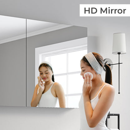 THNIKRE 40"x30" Bathroom Medicine Cabinet with Mirror, Wall Cabinet with 3X Adjustable Height & Angle Magnifier, Behind Door Storage, Wooden Storage Shelves, HD Shatter-Proof Mirror