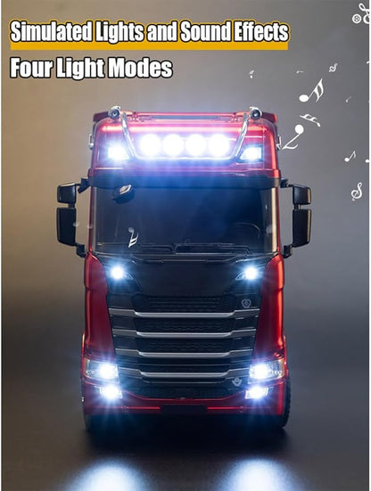 1/18 Scale Remote Control Semi Trailer 770S Heavy Duty RC Tractor Truck with Rear Wheel Drive RC Simulation Engineering Vehicle Model for Adults