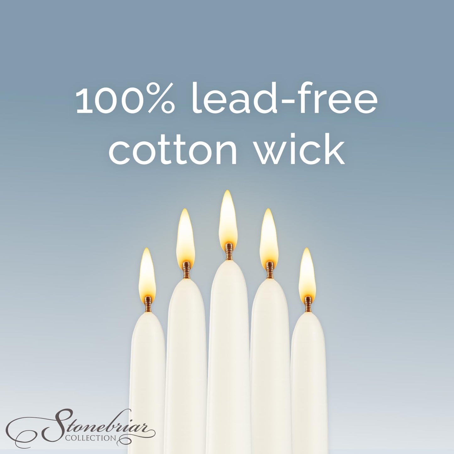 Stonebriar Tall 10" White Unscented 30 Count Taper Candles, 7 Hour Burn Time