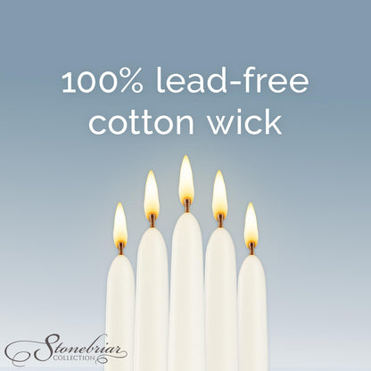 Stonebriar Tall 10" White Unscented 30 Count Taper Candles, 7 Hour Burn Time