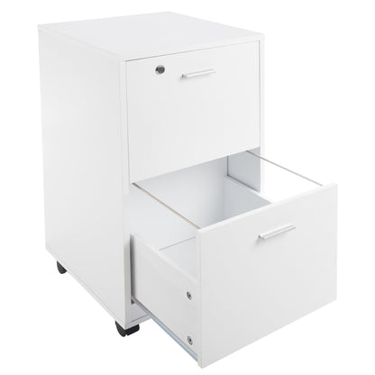 File Cabinet - 2-Drawer Cabinet with Lock and Deep Drawer Storage - Rolling Filing Cabinet for Under The Desk, Home, or Office by Lavish Home (White)