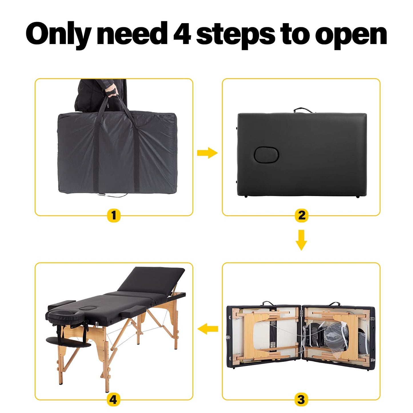 BestMassage Massage Bed Portable Massage Table 24 inch Wide Lash Bed Height Adjustable 3 Folding Spa Table with Non-Woven Bag for Spa Footmassage Facial CareSpa Tattoo