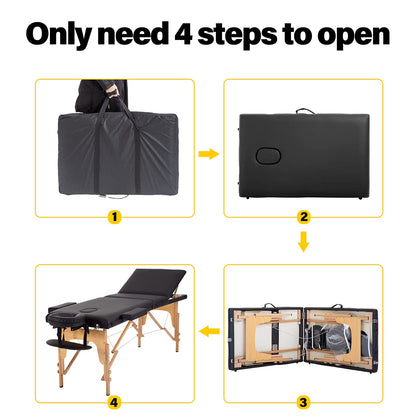 BestMassage Massage Bed Portable Massage Table 24 inch Wide Lash Bed Height Adjustable 3 Folding Spa Table with Non-Woven Bag for Spa Footmassage Facial CareSpa Tattoo