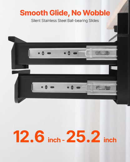 VEVOR Under Desk Double Stacked Lockable Slide Out Drawer, 13 inch Lockable Under Table Pull-out Drawer Attachment for Sit Stand Workstation, Secure Under Desk Storage Organizer, Black