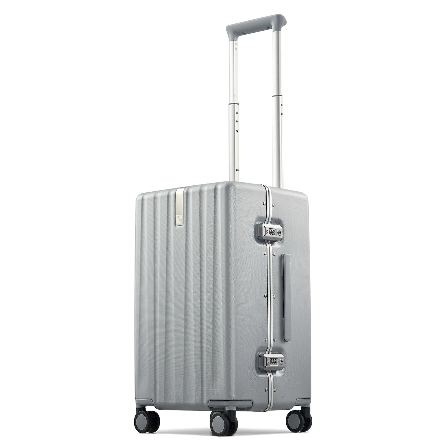 Hanke Premium 20 Inch Zipperless Carry-On Luggage, Aluminum Frame Hard Shell PC Suitcase with TSA Lock, Water-Resistant, 8 Quiet Spinner Wheels for Short Business Trips & Weekend Getaways（Grey）